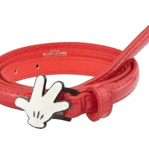 Buckle-Down womens Disney Belt, Mickey Mouse Hand, Red Vegan Patent Leather Belt